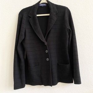 Jones New‎ York Black Rayon Blend Cardigan Sweater Pockets Large Button Up
